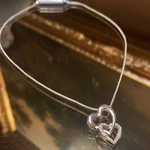 Silver Crystal Double ♥️ Heart Necklace